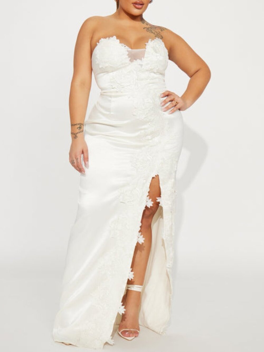Fashion Nova Cream Addilyn Satin Gown (3X, NWT)